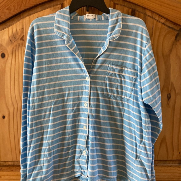 Women’s J. Crew blue white striped soft 2 piece pajamas set size XL - Picture 2 of 11